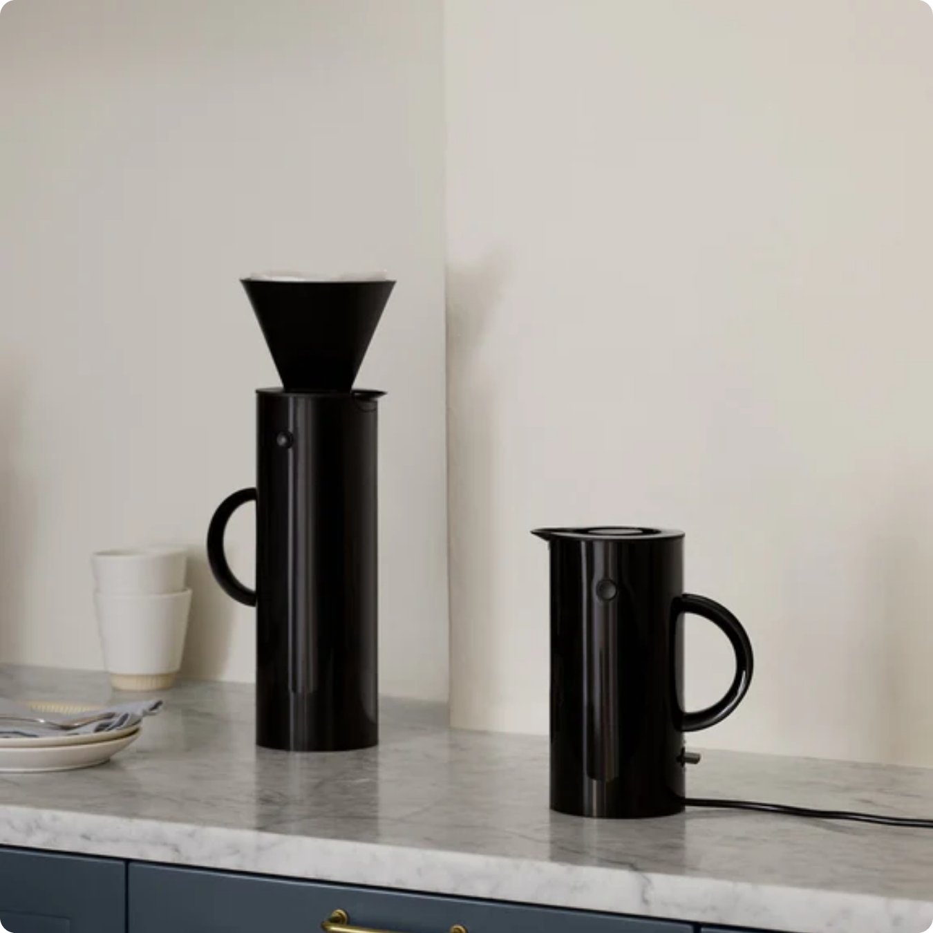 EM77 elkedel 1,5 l. sort + EM77 termokande 1 l. sort